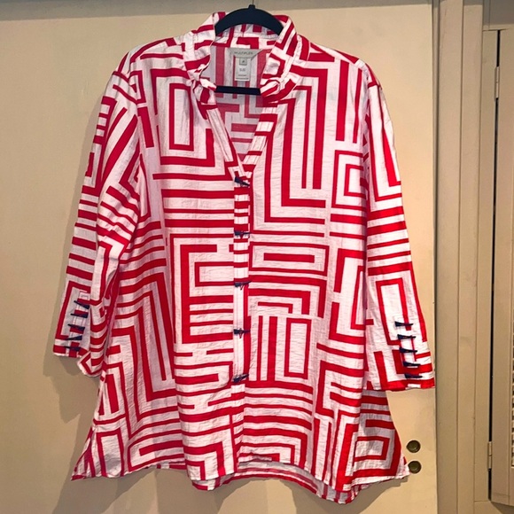 Multiples size XL maternity top in red and white, nautical theme / preowned - Picture 1 of 7